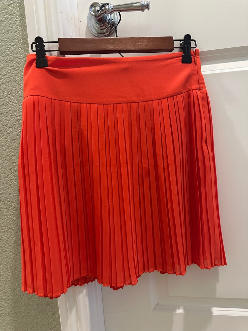 LOFT Bright Orange Pleated Skater Skirt